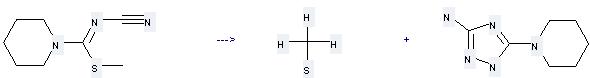 Methyl mercaptan can be prepared by 1-Aza-3-thia-1-cyan-2-piperidino-1-buten by heating